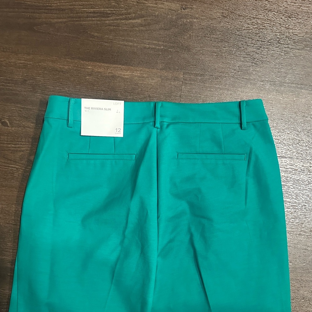 LOFT Teal Riviera Slim Pants - Picture 3 of 3